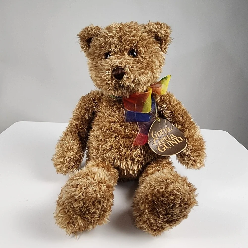 GUND Bearessence Brown Teddy Bear with Rainbow Bow 16